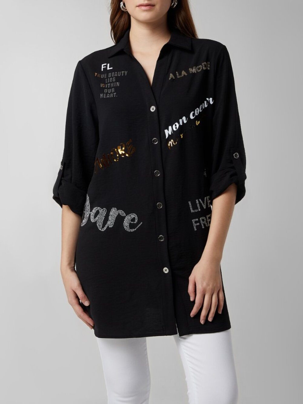 Stylish Frank Lyman Casual V-neck Long Sleeve  Button closure Shirt / Top